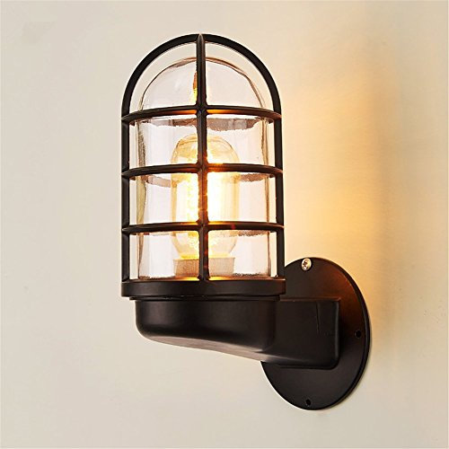 Lampada da parete vintage E27 per interni, vernice da forno, applique da parete in ferro con paralume in vetro, stile retrò industriale, per casa, bar, negozi, caffetteria, arredamento per club