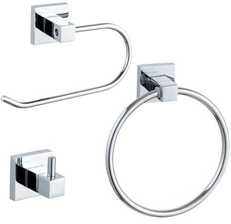 Hand Towel Holder Set of 3 - Towel Ring+Toilet Roll Holder+Towel Hook, Chrome 150306