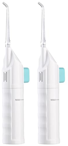 newgen medicals Reisemunddusche: 2er-Set Mundduschen mit Handpumpe, 2,1 bar Wasserdruck (handliche Munddusche, Mobile Munddusche, Reisezahnbürste)