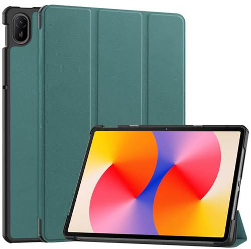 LMFULM® Tablet Étui pour Huawei MatePad SE 11 2024 (11 Pouces) PU Cuir Flip Coque Couverture Mince avec Supports Léger Housse Protection Vert Foncé