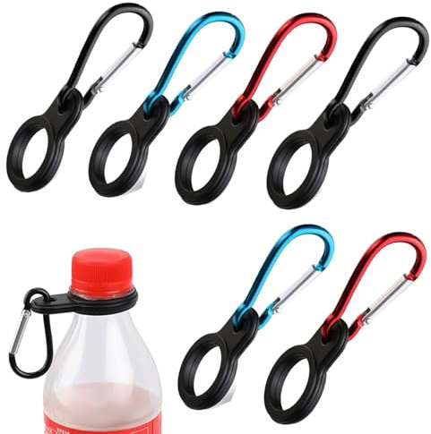 6 pcs Silicone Water Bottle Buckle Clips, Water Bottle Lanyard with Carabiner Portable Safety Water Bottle Buckle Clips for Cycling, Camping, Hiking