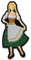 Frau mit Dirndl - Aufnäher, Bügelbild, Aufbügler, Applikationen, Patches, Flicken, zum aufbügeln, Größe: 5 x 2,5 cm