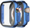 Misxi 2 Pezzi PC Cover con Protezione dello Schermo in Vetro Temperato Compatibile con Apple Watch Ultra 2 / Ultra 49mm, Custodia Leggera Anti-Caduta per iWatch, 1 Blu + 1 Trasparente