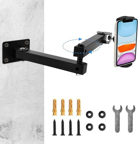 HEKOBAG Support Mural pour Tablette Rotatif 360°, Porte Tablette en Métal avec Vis, Universel pour Appareils de 4 à 13 Pouces, Smartphone