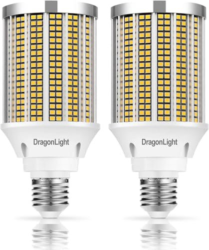 DragonLight 2024 Newest 50W Super Bright LED Corn Light Bulbs (400 Watt Equivalent) - E27 Base LED Bulbs 3000K Warm White 6000LM for Large Area Lighting - Garage Shop Warehouse Barn[Twin Value Pack]