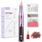 Electric Cordless Nail Drill File: LED Display Professional Portable Nail Drill for Acrylic Gel Dip Powder Nails Manicure Pedicure Kit Tool with Nail Drill Bits Sanding Bands, Purple
