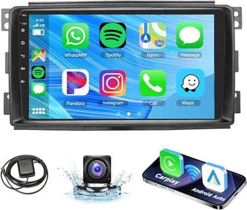 【4+64 GIGA】Autoradio Navigatore Car Tablet Android 14 Radio CarPlay Android Auto Wireless 9 Pollici Bluetooth GPS Viva Voce Per SMART 451 FORTWO (2007-2010- 4+64GB)