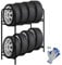 PROREGAL Reifenregal CARRERO HxBxT 106x106x46cm, bis zu 8 Reifen auf 2 Ebenen, Schwarz, Werkstattregal, Lagerregal, Kellerregal