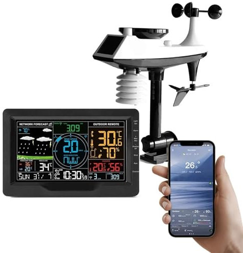 Estaciones meteorológicas Estación meteorológica Pluviómetro profesional 8 en 1 con sensor exterior Estación meteorológica inalámbrica Pronóstico del tiempo Humedad Sensor multiexterior
