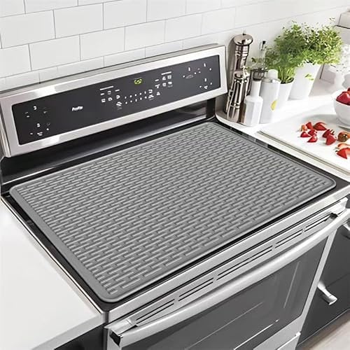 Stove Top Cover for Electric Stove - Food Grade Ceramic Stove top Cover, Glass Cooktop Protector, Dish Drying Mats For Kitchen,Flat RV Range top Mats(Gray,28x20inch)