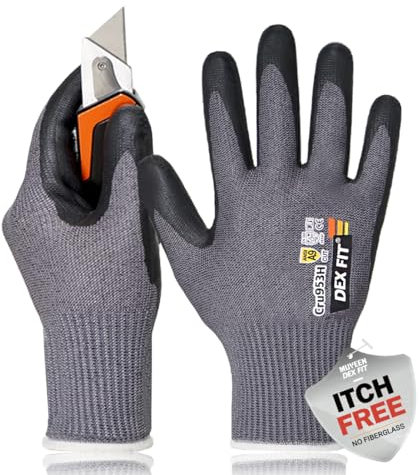 DEX FIT Schnittschutzhandschuhe CRU953H – Level A9, Touchscreenfähig, Dünn & Atmungsaktiv, Rutschfest, Komfort-Fit, ohne Glasfaser, Profi-Handschuhe für Bau & Industrie, Steel Grey A9, XXL (11) 1 Paar