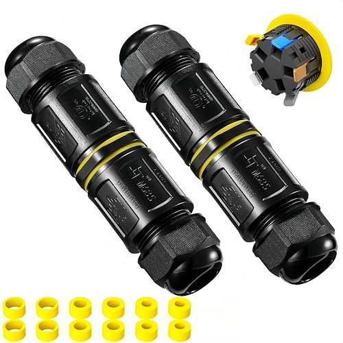 Tynoscco Kabelverbinder Wasserdicht 5polig,IP68 Wasserdichte Kabelverbinder 4-14mm Kabeldurchmesser, Verteilerdose außen,5-Leiter,Verbindungsklemme mit Hebel für Outdoor Abzweigdose Schwarz