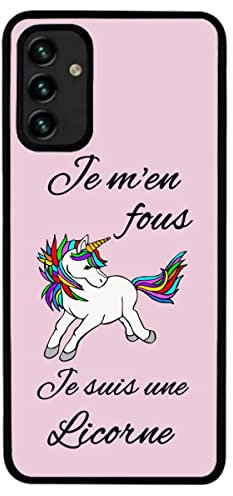 FunKaz Coque pour Samsung Galaxy A13-5G et A04s - Je m'en Fous Je suis Une Licorne - Coque Noire TPU
