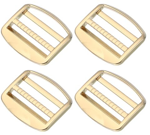 PATIKIL Ladder Lock Buckle Slider 38mm, 4 Pack Zinc Alloy Adjustable Webbing Strap Release Buckles Belt Tri-Glide for Backpack Sewing DIY, Light Gold