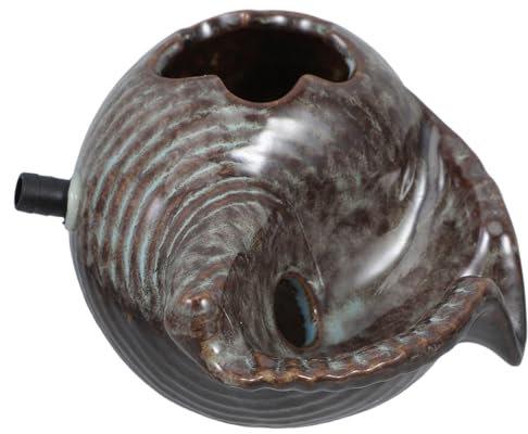 BESPORTBLE Keramik-Muschel-wasserspeier Für Aquarium Gartenbrunnen Außendekoration Einzigartige V-förmige Auslass-teichspeier-Statue