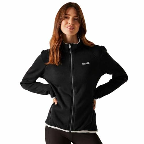 Regatta Newhill II Damen-Fleecejacke mit durchgehendem Reißverschluss, Schwarz/Oyster Mushroom, 40