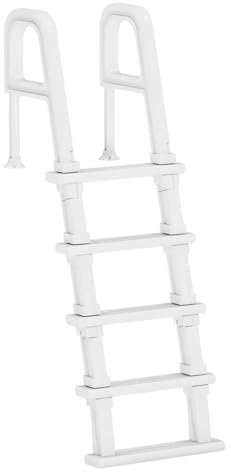 SAYEYBU Échelle De Piscine, Escalier De Piscine 5 Marches, avec Double Rampe Et Marches Antidérapantes, pour Piscines Hors-Sol Et Enterrées De 120 À 137 Cm,Blanc