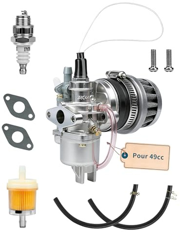 Carburateur Pocket Bike PZ13 Carburateur pour 49cc 47cc 43cc 2 Temps Moteur Pour Quad Pocket Bike Mini Moto Dirtbike ATV Go-kart Carbu Kit avec Filtre à Air Joint Bougie et Tuyau