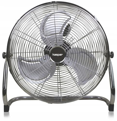Kaspar Ventilator Bodenventilator Luftzirkulator Lüfter mit 3 Windgeschwindigkeiten Oszillationsfunktion 200 W 50 cm Durchmesser Chrom