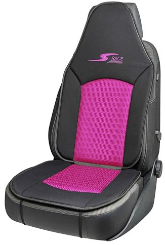 Walser Car Comfort Auto-Sitzauflage S-Race, Auszeichnung Sehr Gut* Autositzauflage für Highback-/Pilotensitze, Universal Sitzschoner-Auto, Sitzauflage-Auto Vordersitze pink/schwarz