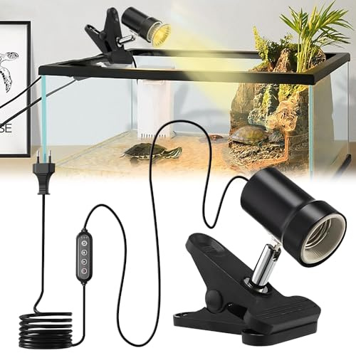 SGZIOO Wärmelampe Terrarium, E27 Wärmelampe Schildkröten, Terrarium Lampenfassung mit Dimmer, Timing, Einstellbar Reptilien wärmelampe für Aquarium-Tiere, Eidechsen, Schlan, Ohne Glühbirne
