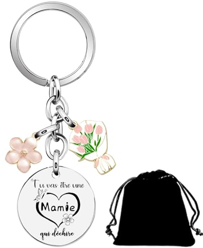 QTZXZX Cadeau annonce grossesse tata Porte clef Personnalisé -Cadeau Future Maman, Future Tata, Future Marraine, Future Mamie cadeau tu vas etre grand mere tu vas etre maman