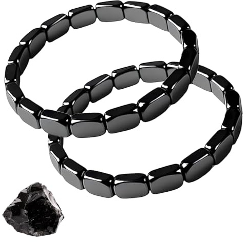 Dmrbiy 2 Stück Hämatit Armband Schwarz Stilvolles Accessoire Hematite Bracelet Für Ehemann, Alltag Sport Meditation Gesellschaftliche Anlässe Stilvolle Accessoires