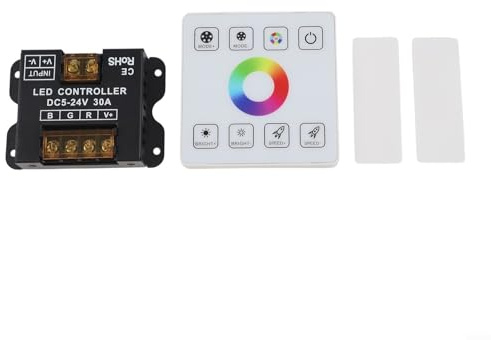 Controller LED, DC 5V-24V 30A RGB Dimmer, Pannello Touch con telecomando RF, Funzione di memoria, Installazione doppia, Illuminazione commerciale domestica