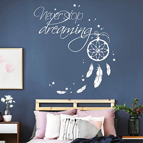 Wandtattoo Schriftzug Never Stop Dreaming mit Traumfänger von Wandtattoo Loft / 30 Farben / 4 Größen