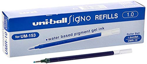 12er Sparpack Mitsubishi 146951 – Refill Mine Uni-Ball Gel Impact UM-153S, 1 mm, blau