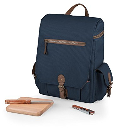 LEGACY - a Picnic Time brand Moreno 3-Bottle Wine & Cheese Tote, Padded Wine Carry Tote Bag with Handle and Adjustable Shoulder Strap, (Navy Blue)