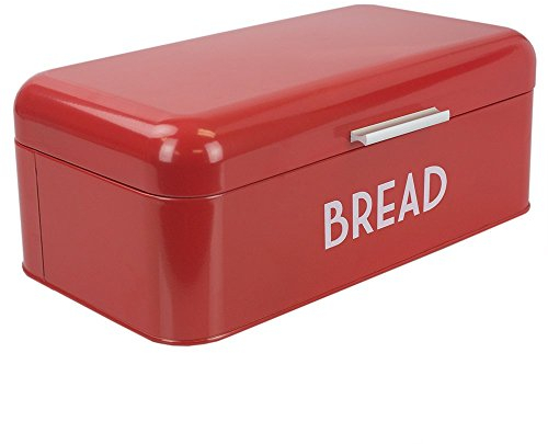 Home Basics BB44455 Boîte à pain en métal avec couvercle Multicolore Rouge
