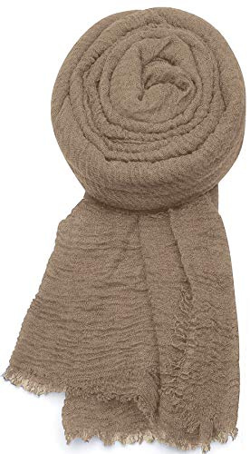 World of Shawls Ladies Distressed Crinkle Scarf Maxi Wrap Large Warm Soft (Coffee)