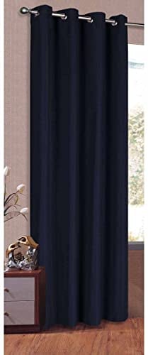 Vorhang Blickdicht Schal, Matte unifarbene Gardine mit Ösen. Material aus Microsatin Micofaser-Gewebe. HxB 225x140, Dunkelblau, 20405