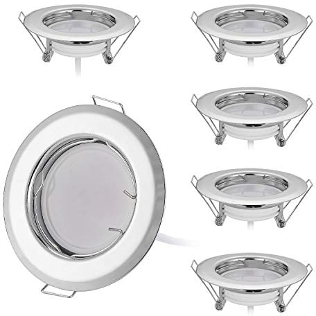 HCFEI 6er Set LED Einbaustrahler ultra flach mit LED Spot Modul 230V I 3W 320 lm I Warmweiß 3000K I 120°Abstrahlwinkel I Dimmbar I Poliertes Chrom I 55 mm Einbauloch I Einbauleuchte rund