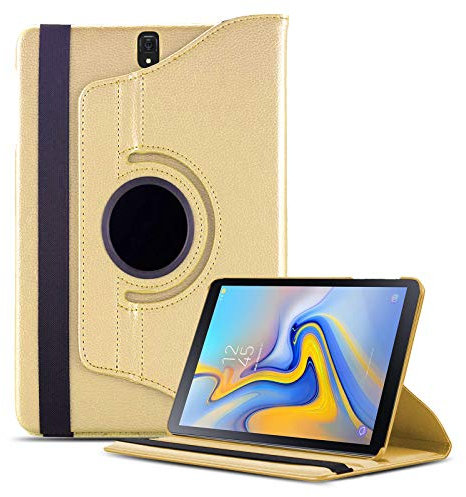 Samsung Galaxy Tab A 10.5 T590/T595 Case, Luxury Leather 360 Degree Rotating Smart Stand Folding Folio Tablet Case Cover for Samsung Galaxy Tab A 10.5 2018 (T595/T590) (Gold)