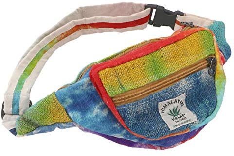 GURU SHOP Praktische Hanf Gürteltasche, Batik Ethno Bauchtasche, Sidebag - Batik Bunt, Unisex - Erwachsene, Baumwolle, 15x20x8 cm