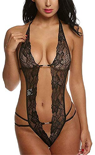 Femmes Dentelle Combinaison Sexy Lingerie Body Pyjamas Bandage Culotte Ouverte Ouvrir Le Dos sous-Vêtements Transparentes Nuit