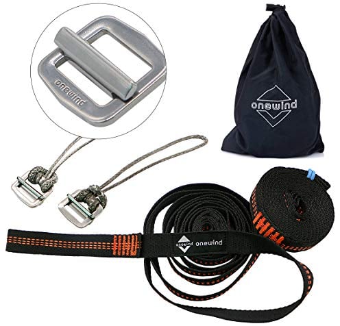 onewind Tree Straps – Camping Hammock Tree Swing Straps Durable Lightweight Set Compact & Easy to Set Up (Black)