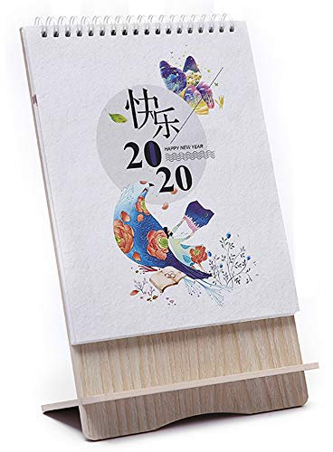 1 x Schreibtischkalender mit Holzrahmen, Planer, Kalender, Notizblock, Notizbuch, Jahreskalender.