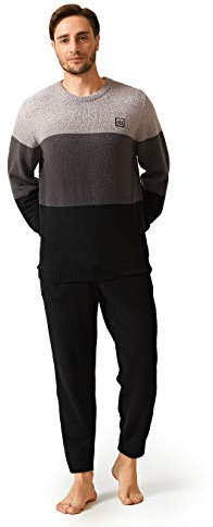 DAVID ARCHY Set Pigiama da Uomo in Morbido Pile da Uomo, Pigiama da Uomo in Caldo Pile, Comodo Pigiama da Salotto e Pantaloni del Pigiama da Uomo