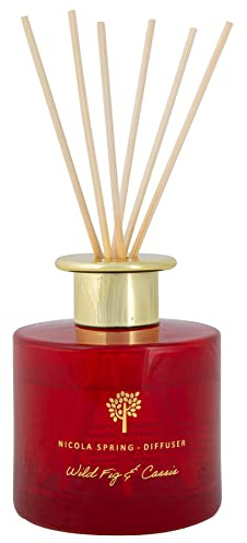 Nicola Spring Wild Fig & Cassis Scented Reed Diffuser - 200ml - Aromatherapy 6 Sticks Air Freshener Home Fragrance Diffuser Fragrant Gift Set for Kitchen, Bathroom, Home