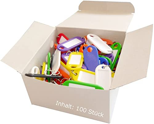 WEDO 262813499 Schlüsselanhänger zum Beschriften | mehrere Farben | 100 Stück | mit S-Haken