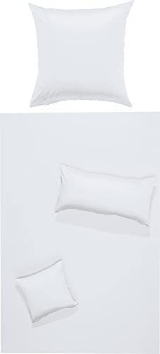 Erwin Müller Bettwäsche, Bettgarnitur Mako-Satin Landshut, 100% Baumwolle - seidiger Glanz, mit praktischem Reißverschluss - weiß - Kochfest Größe 40x80 cm / 135x200 cm
