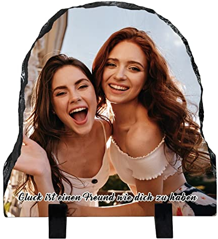 iDIY Schiefer mit Foto Personalisierte - Geschenk Beste Freundin Geburtstagsgeschenk Schwester Freundin halbkreisförmig 15x15cm