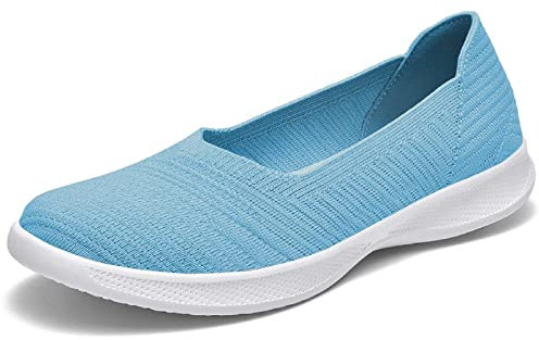konhill Mocassins pour Femmes Confortables Loafers Décontractées Plates Slip-on Tricot Chaussures Habillées Chaussures de Marche Légères EU 35.5 Aqua