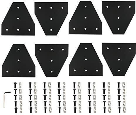 Zeberoxyz 8 STÜCKE Schwarze T-Form-Eckhalterplatte mit Schrauben und T-Muttern, 5-Loch 90-Grad-Gelenkplatte für 4040 Serie Aluminiumprofil 3D-Druckerrahmen (4040 Serie Schwarz-T mit Mutter)