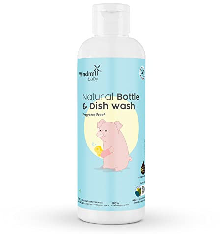 Windmill baby Liquide de nettoyage naturel pour biberon, sans parfum, sans allergène, certifié USDA, pour biberons, pièces de pompe et plus encore – 175 ml