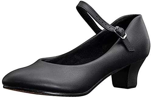 ARCLIBER Black Character Shoes for Women Ankle Strap 1.55 Dance Heels for Ballroom Salsa Tango-8.5