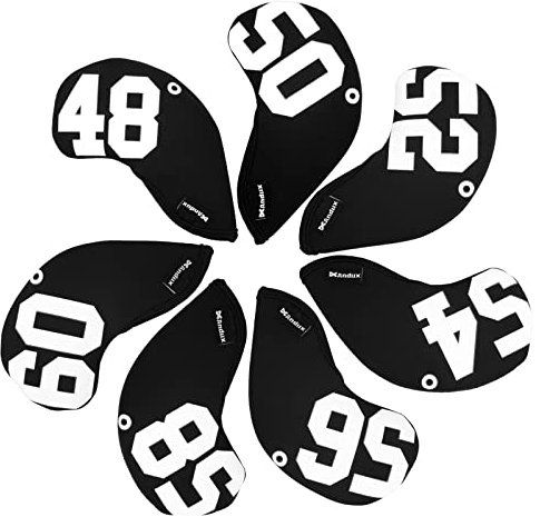 Andux 7pcs/Set Golf Wedge Irons Club Head Covers with Degree NO. on both Sides MT/W10 Black